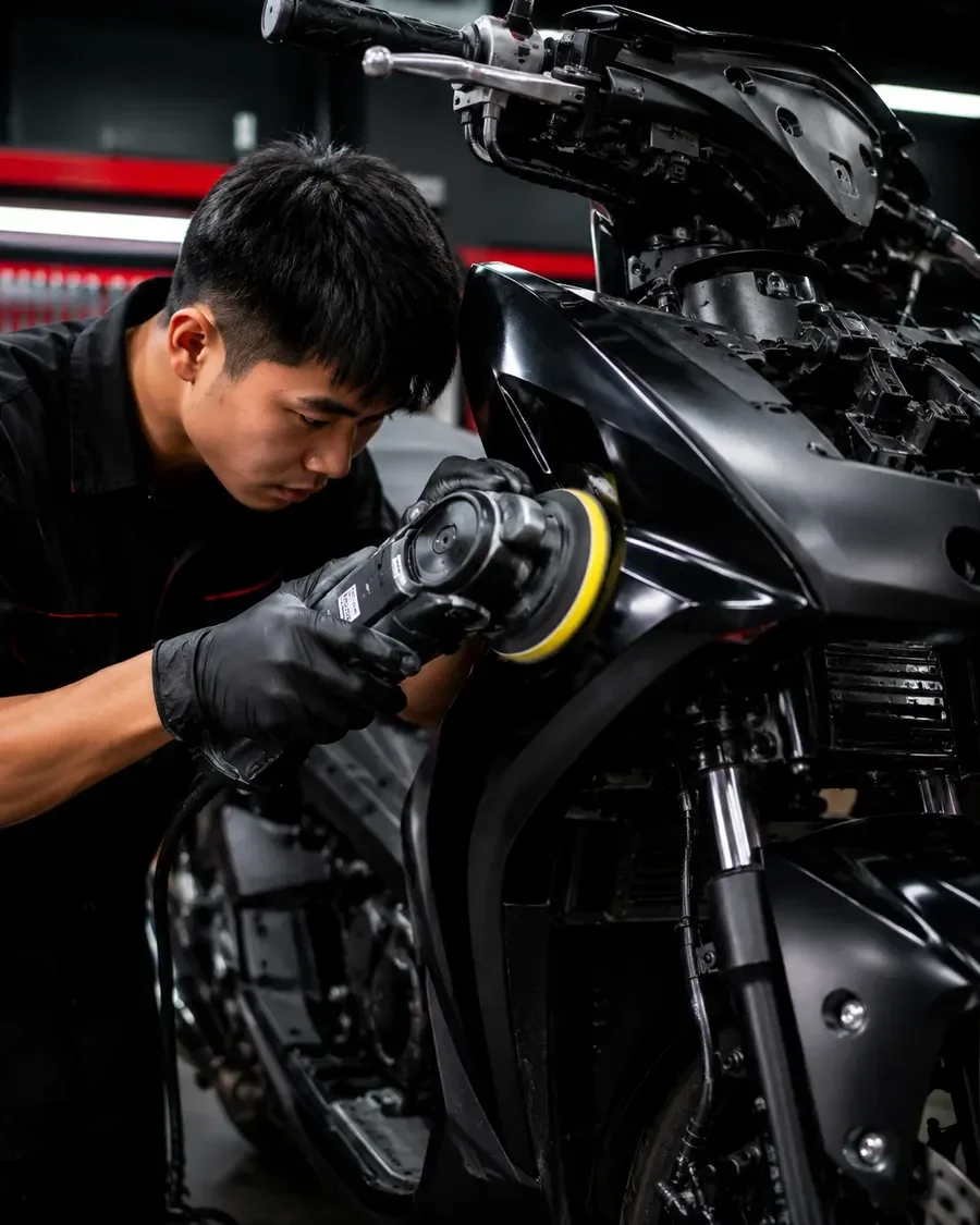 Làm sạch và phục hồi bề mặt nhựa xe máy